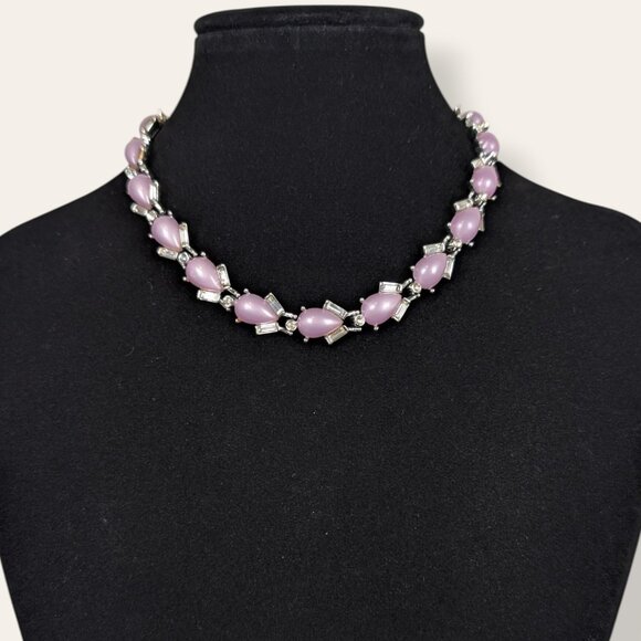 V. Kramer Pink Thermoset Cabochon Choker Necklace - Picture 1 of 6